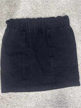 Black Denim Mini Skirt with Elastic Waistband